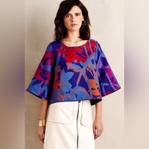 Anthropologie Morgan Carper Painted Bough Swing Blouse Size Medium